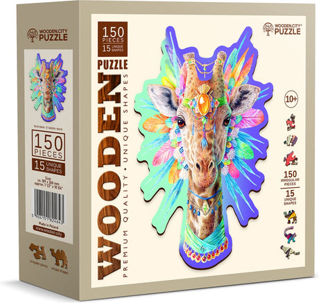 Wooden city houten stad puzzel - natty giraffe.