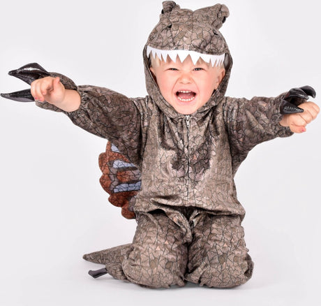 Den goda fen verkleedkledij dinosaurus kostuum spinosaurus - 110-116cm - 4-5 jaar - bruin