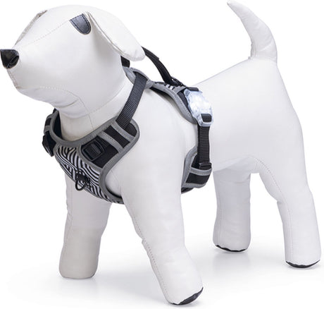 Beeztees safety gear parinca premium y-tuig - hondentuig - led - nylon - zwart - 38-51 cm x 15 mm