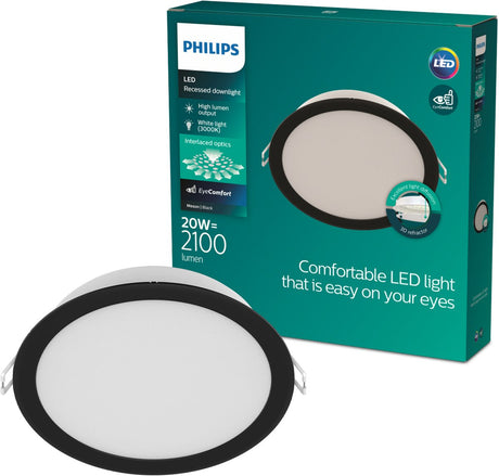Philips led philips meson inbouwspot - plafondverlichting - diameter: 190mm - helder wit licht: 3000k - zwart