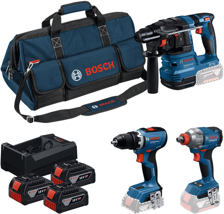 Bosch professional 18v toolkit - gereedschap combiset - gsr 18v-65 + gdx 18v-285 + gbh 18v-22 + 3x gba 5.0ah 18v accu + gal 12v-18v-80