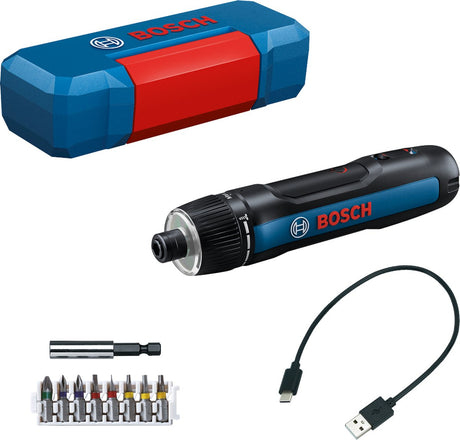 Bosch professional go (gen 3) - schroefmachine - geïntegreerde accu 3.6v 2.0 ah - usb c-oplaadkabel - 8-delige bit set - bithouder - koffer