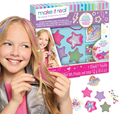 Make it real – star power hair styling set – mix match haarkrijt, haarjuwelen en kralen