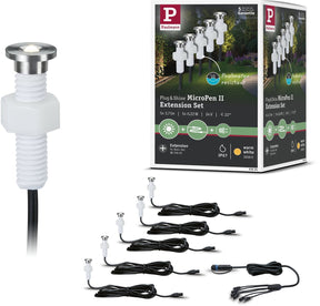 Paulmann plug shine led-grondinbouwlamp micropen ii uitbreidingsset ip67 3000k 5x0,2w zilver