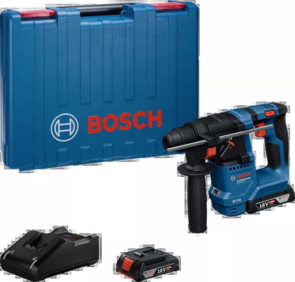 Bosch professional gbh 18v-18 accu boorhamer sds-plus 1,5j 18v 2.0ah in koffer - 0611927001