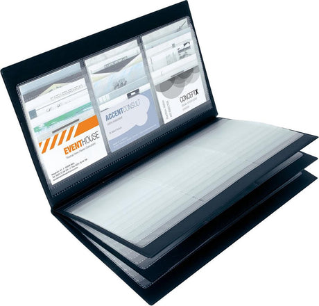 Sigel visitekaartmap 180x300x19mm zwart kunstleer voor 288 kaarten