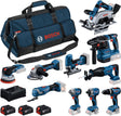 Bosch blauw 0615a500eh | accu combiset 18v 10 machines in toolbag (3x 5.0ah accu + gal 12v 18v-80 lader) - 0615a500eh