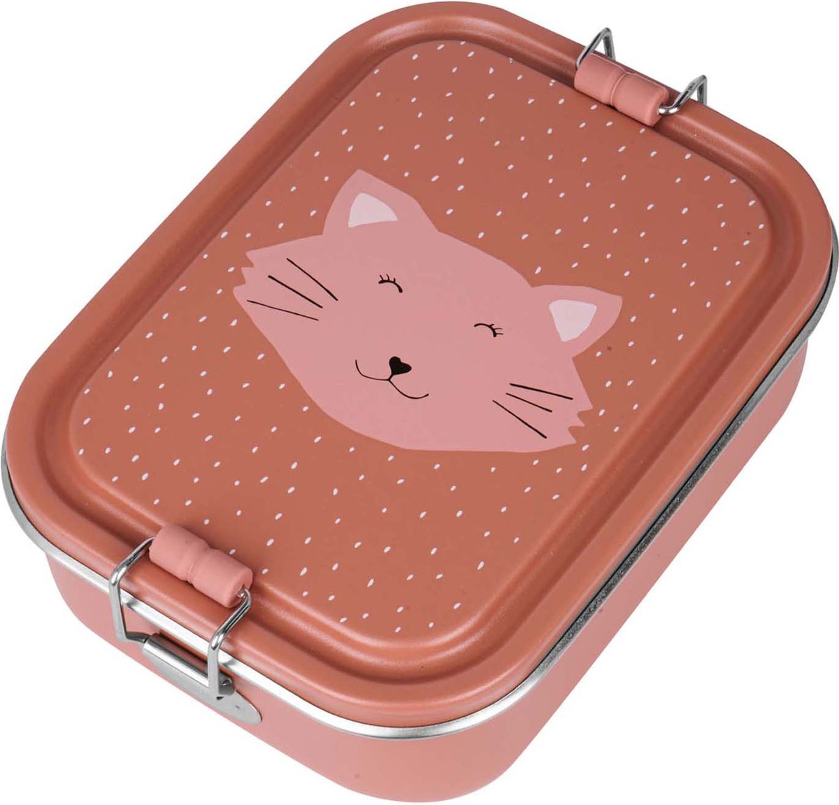 Trixie brooddoos klein - mrs. cat - rsv lunchbox voor kinderen - makkelijk te openen broodtrommel - rvs