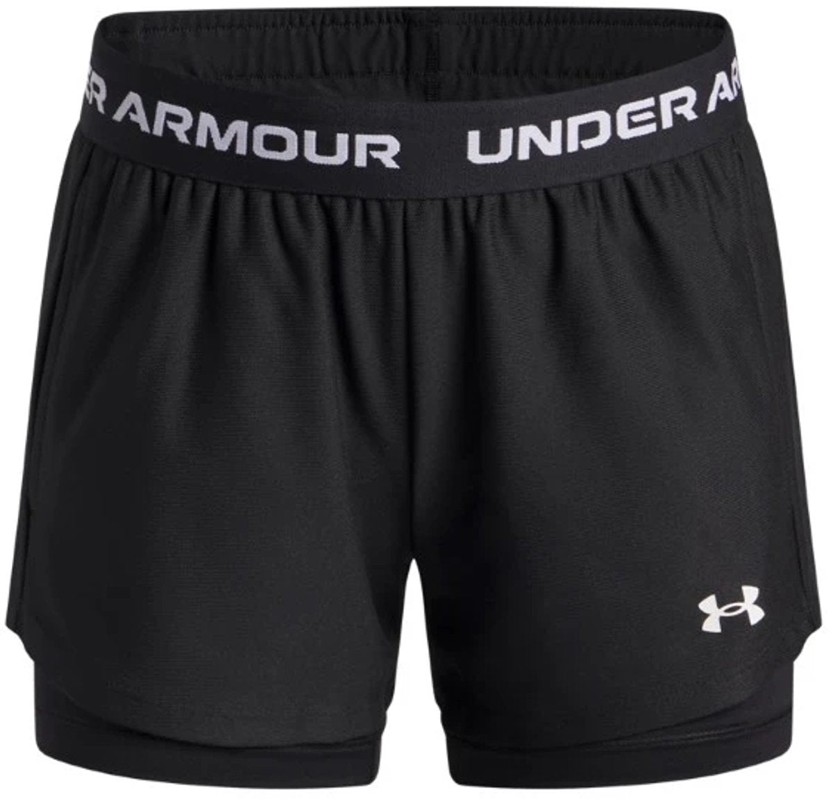 Under armour ua tech play up 2n1 short unisex sportbroek - zwart - wit