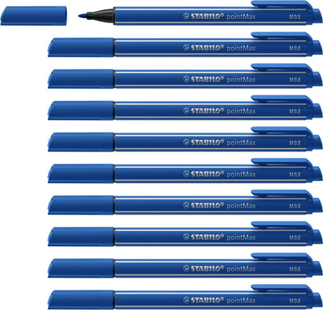 Stabilo pointmax - hardtip fineliner 0,8 mm - nylon punt - ultramarijn blauw - doos 10 stuks