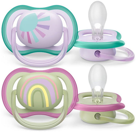 Philips avent fopspenen ultra air - 0-6 maanden - meisje - 2 stuks - extra luchtgaten - bpa-vrij