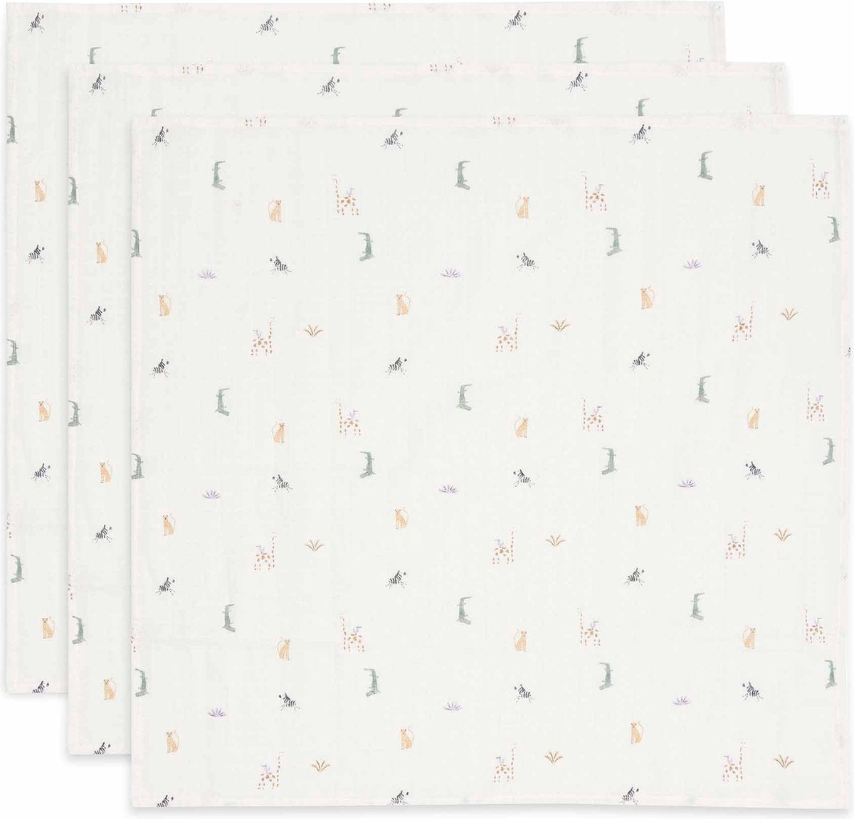 Jollein - hydrofiele doek small 70x70cm - spuugdoekjes - zacht katoen - 3 stuks - jungle jambo