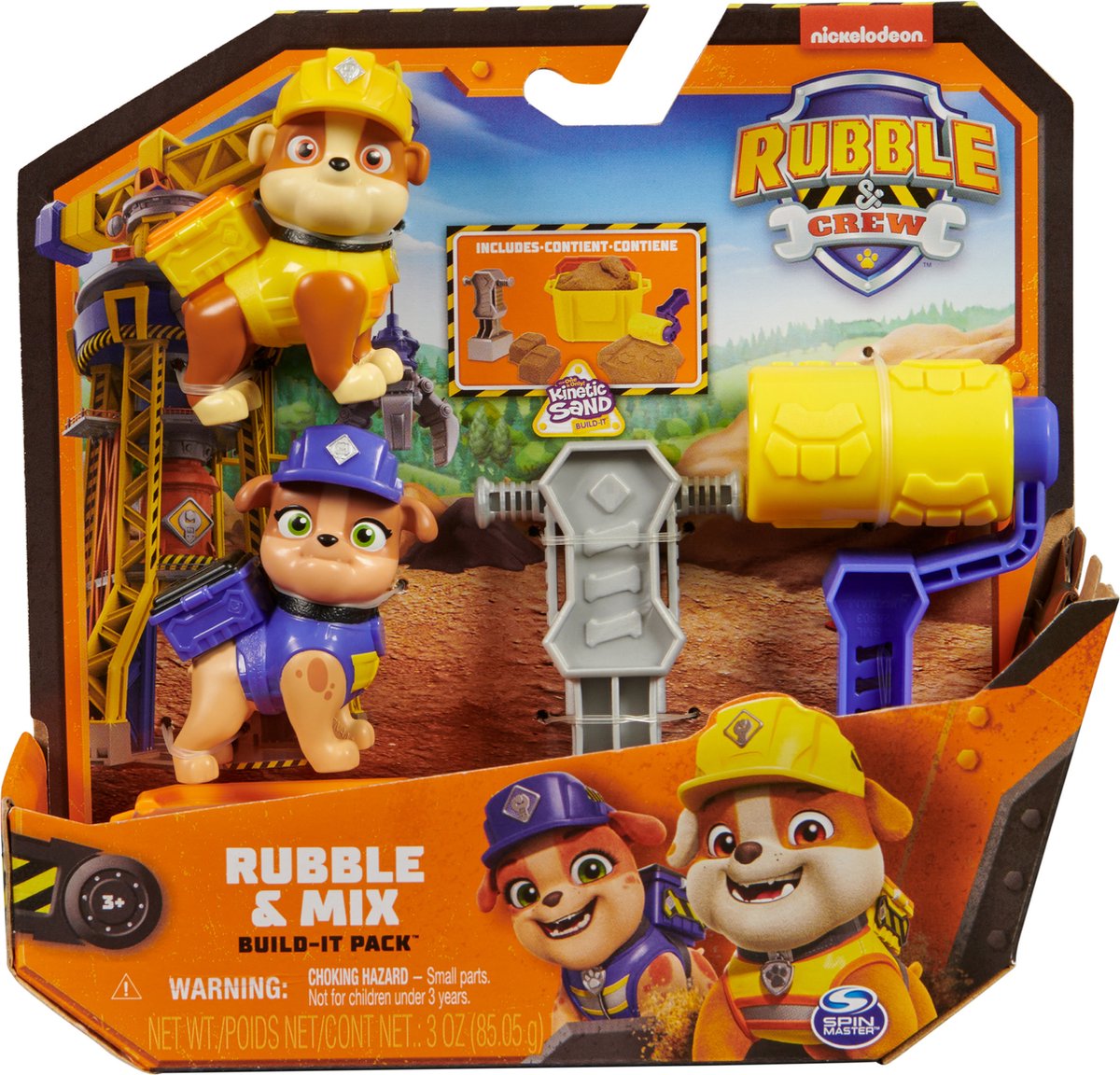 Spin master rubble crew - rubble en mix build-it set - met 85 g speelzand en 2 stuks handgereedschap