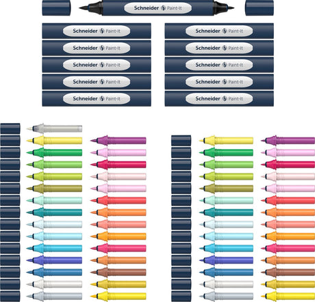 Schneider schrijfwaren schneider stift - twinmarker set - paint-it 040 - 30 kleuren + 11 houders + blender - s-ml04010901