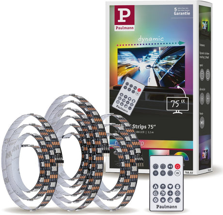 Paulmann entertainled usb led strip tv verlichting 75 inch - rgb+ - 5w - 5v - zwart