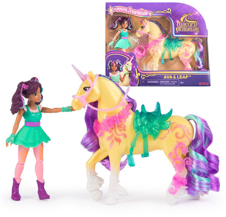 Unicorn academy – pop sophia eenhoorn wildstar - met 2 rijaccessoires en borstel - speelfigurenset