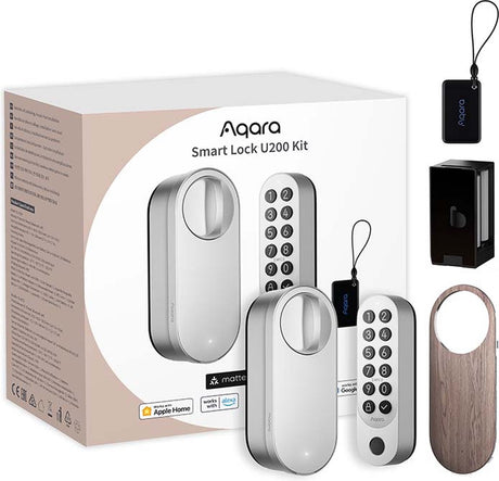 Aqara smart lock u200 kit - zilver - slim deurslot - vingerafdruk pincode - apple home key - bluetooth matter
