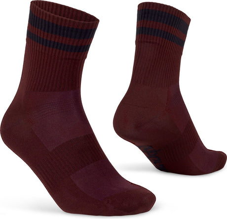 Gripgrab - original stripes crew zomer fietssokken gestreepte retro wielersport sokken coolmax - unisex - donker rood - maat m (41-44) 41-44