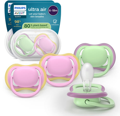 Philips avent ultra air – ademend en lichtgewicht fopspeen (6-18 mnd) – 4 stuks - scf087 25