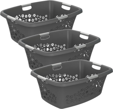 Rotho flowers wasmand - set van 3 - 50 ltr - antraciet