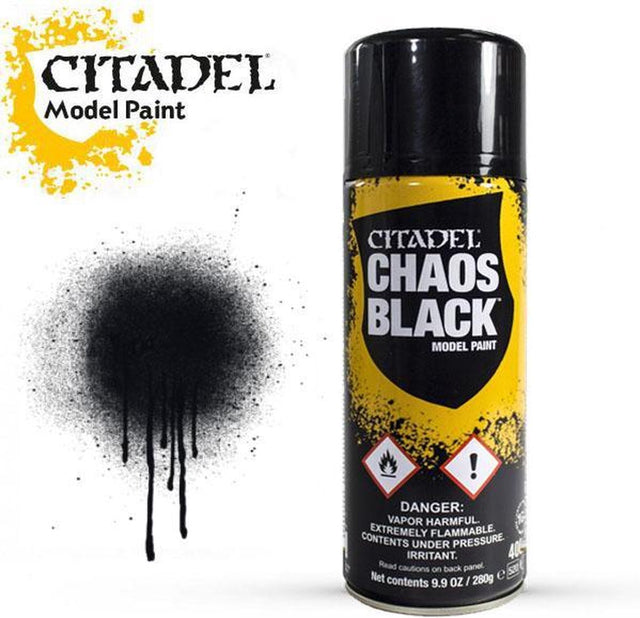Games workshop warhammer citadel spray: chaos black - spuitverf grondverf voor de warhammer miniaturen