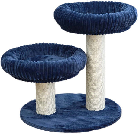 Ebi cordoba krabpaal - krabpaal met 2 zachte mandjes en sisalpalen - wasbaar - 60x60x65cm - donkerblauw