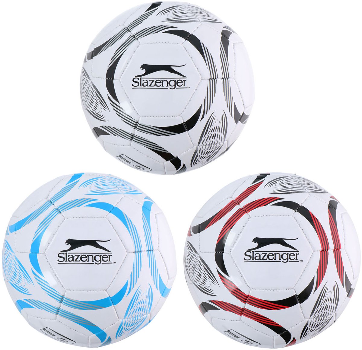 Merkloos sans marque slazenger voetbal maat 5 - football size 5 voor training en wedstrijd - voetbal voor buiten en sportveld - assorti kleuren zwart, blauw of rood - standaard voetbalmaat