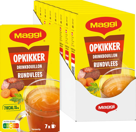 Maggi opkikker drinkbouillon rundvlees - 8 doosjes x 7 zakjes - voordeelverpakking