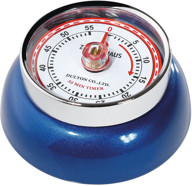 Zassenhaus timer speed kookwekker - retro look - magnetisch - blauw metallic