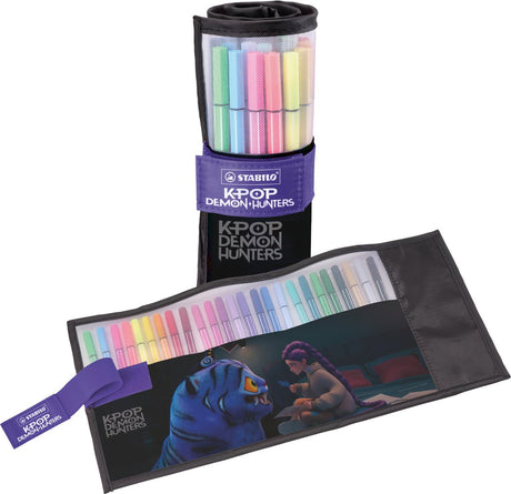 Stabilo x kpop demon hunters pen 68 - premium viltstift - rollerset - set met 25 kleuren