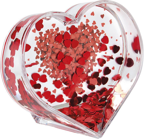 Walther foto glitter bal hart - kunstglas - voor foto's tot 9,1 x 6,5 cm - met rode metalen harten