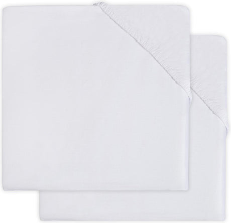 Jollein - baby hoeslaken boxmatras jersey (wit) - katoen - 2 stuks - hoeslaken baby, hoeslaken box - 75x95cm