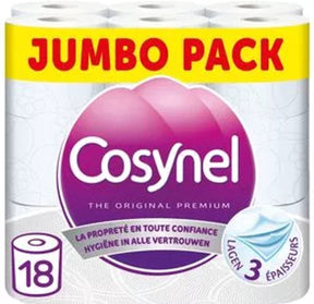 Cosynel toiletpapier premium blauw décor 18x 3 laags