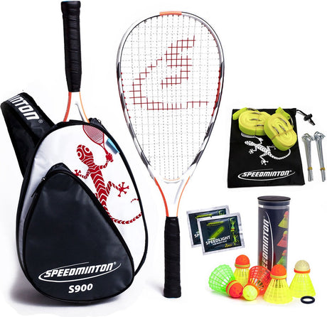 Speedminton s900 set - speedbadminton - crossminton - speed badminton set - wit grijs rood