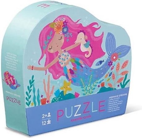 Crocodile creek mini puzzel mermaid dreams – 12 stukjes – peuterpuzzel met zeemeermin – kleurrijke onderwaterwereld met zeedieren – grote stevige puzzelstukken – eerste puzzel voor kinderen – geschikt vanaf 2 jaar