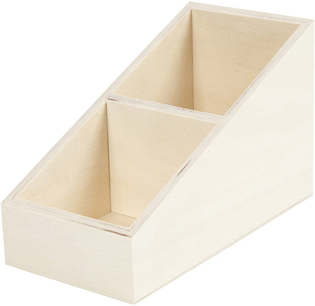 Creativ company creotime - display doos - presentatie box - 2 vakken - triplex hout - hoogte achterkant: 12cm - hoogte voorkant: 4cm - diepte: 19,5 cm - breedte: 10cm - 1 stuk