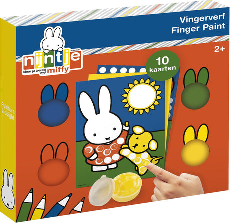 Bambolino nijntje vingerverf set - 4 kleuren verf en 10 kaarten - peuter en kleuter speelgoed - knutselen - voor meisjes en jongens - vanaf 2 jaar - speelgoed kinderen - toys