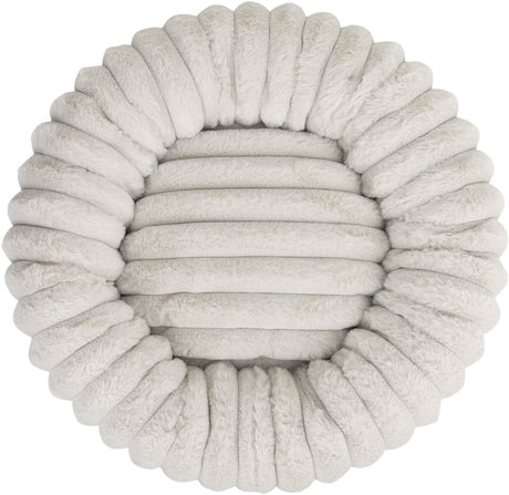 District 70 ribba – luxe ronde kattenmand van ribfluweel pluche – greige – 45 x 45 x 15 cm one size