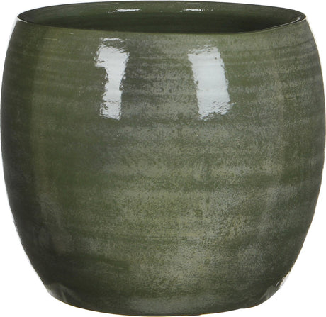 Mica decorations bloempot - groen - glanzend - keramiek - 24 x 22 cm - plantenpotten binnen