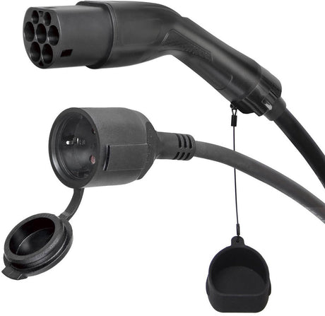 Energenie gembird type 2 naar schuko ev-laadadapterkabel 0,5 m – 16a 3,7 kw 1-fase, mode 3-simulator, ip44 spatwaterdicht, mennekes type 2, mannelijk naar schuko vrouwelijk