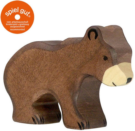 Holztiger wildernis - bruine beer klein - 9x2x7cm - houten figuur - handgemaakt