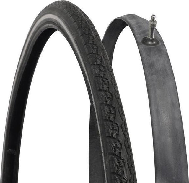 Dresco buiten- en binnenband - set met 1 binnen buitenband - bandenmaat 28x1 5 8 x 1 3 8 - etrto maat 37-622 - veilige reflectie - dunlop ventiel - hoogte ventiel 45mm - lage rolweerstand - hoge lekbestendigheid