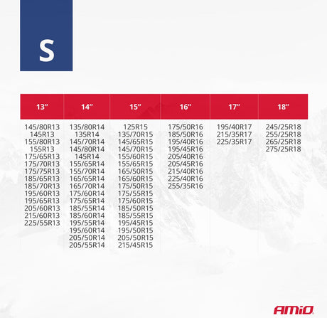 Amio textiele sneeuwkettingen sneeuwsokken voor autobanden s - en16662-1 önorm v5121 rood (2 stuks)