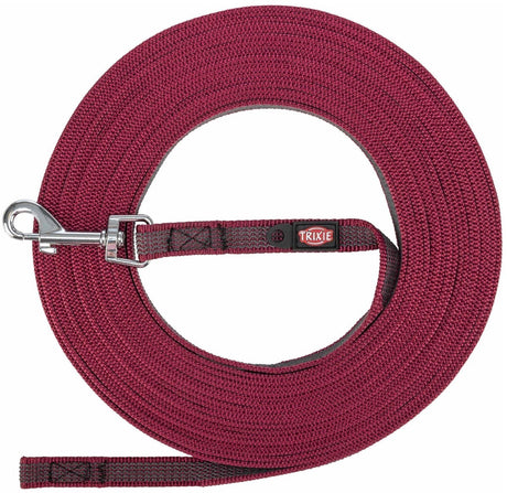 Trixie hondenriem - sleeplijn sangria 15mtr s m - rubber bekleed, geen handlus