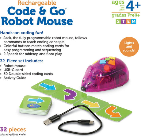 Learning resources code goâ® - robotmuis (4+) oplaadbaar - 5+