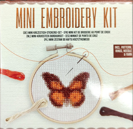 Merkloos sans marque mini borduurset - mini embroidery kit - vlinder - butterfly