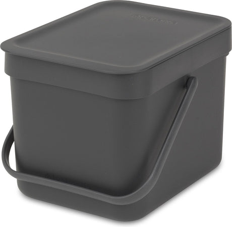 Brabantia sort go prullenbak - 6 liter - dark grey