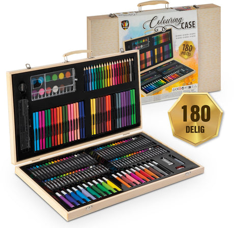 Grafix houten kleurkoffer voor kinderen 48x30cm - 180dlg.
