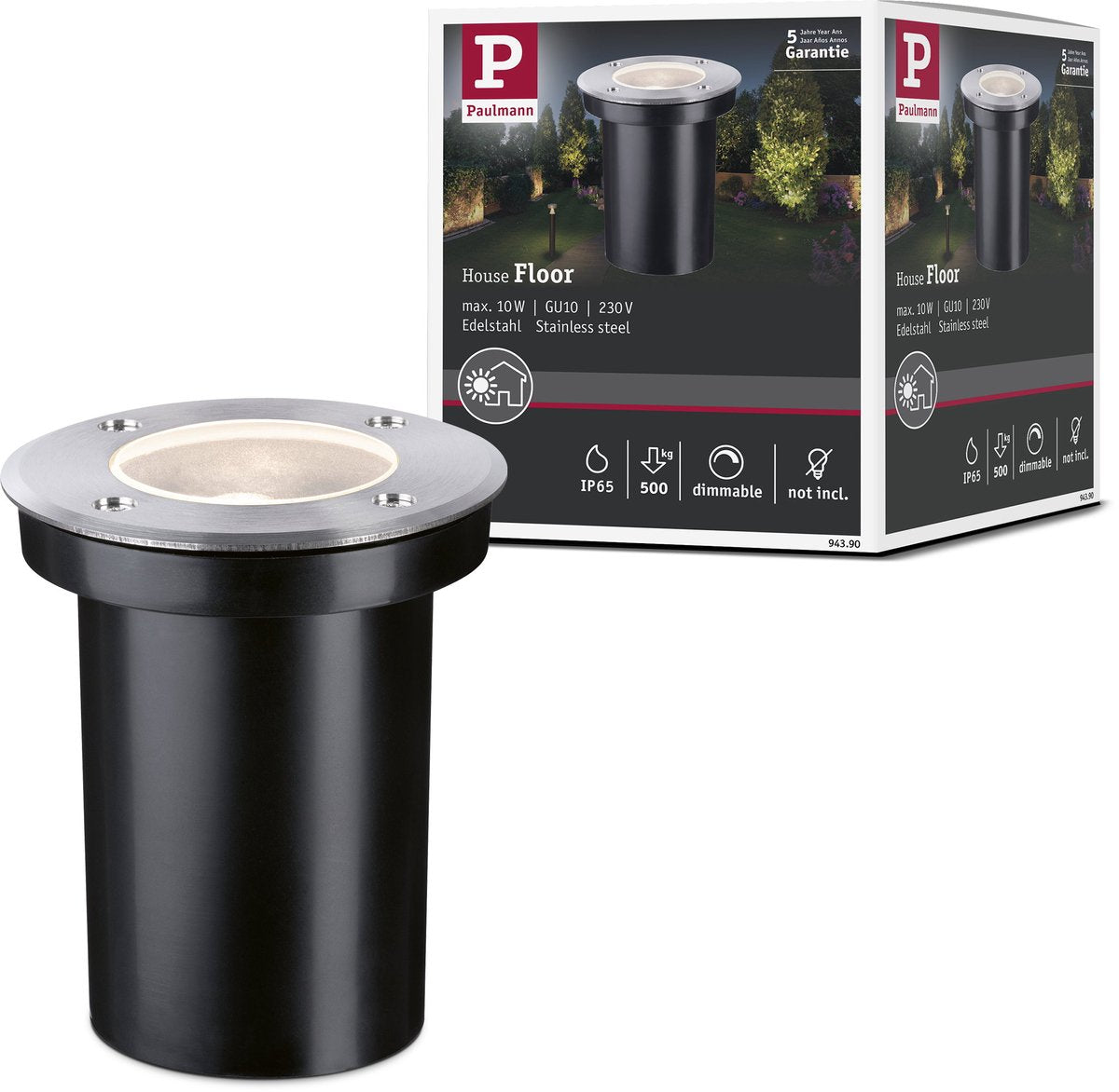 Paulmann grondinbouwlamp floor ip65 110 mm max. 10w 230v edelstaal edelstaal
