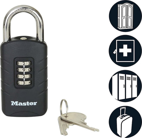 Masterlock hangslot en cijferslot in 1 - uniek slot met cijfercode én sleutel - cijferslot - hangslot - master lock 656eurdblk